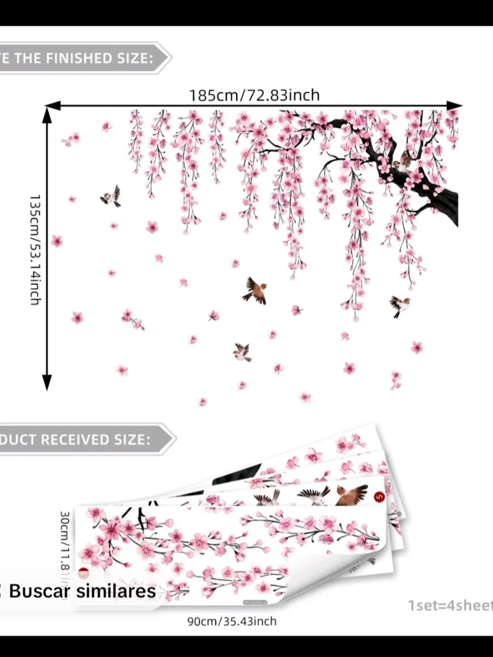 Pink Cherry Blossom Wall Decal - Decorative Home Wall Art